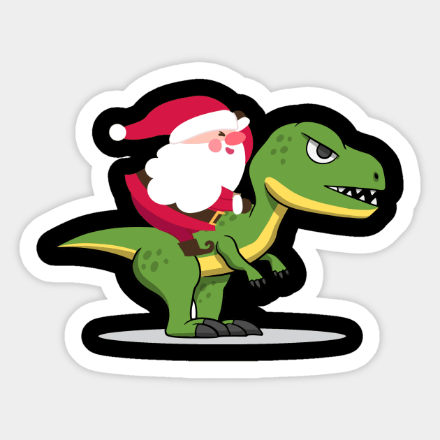 Santa Riding Dinosaur T rex funny christmas Sticker by Flipodesigner